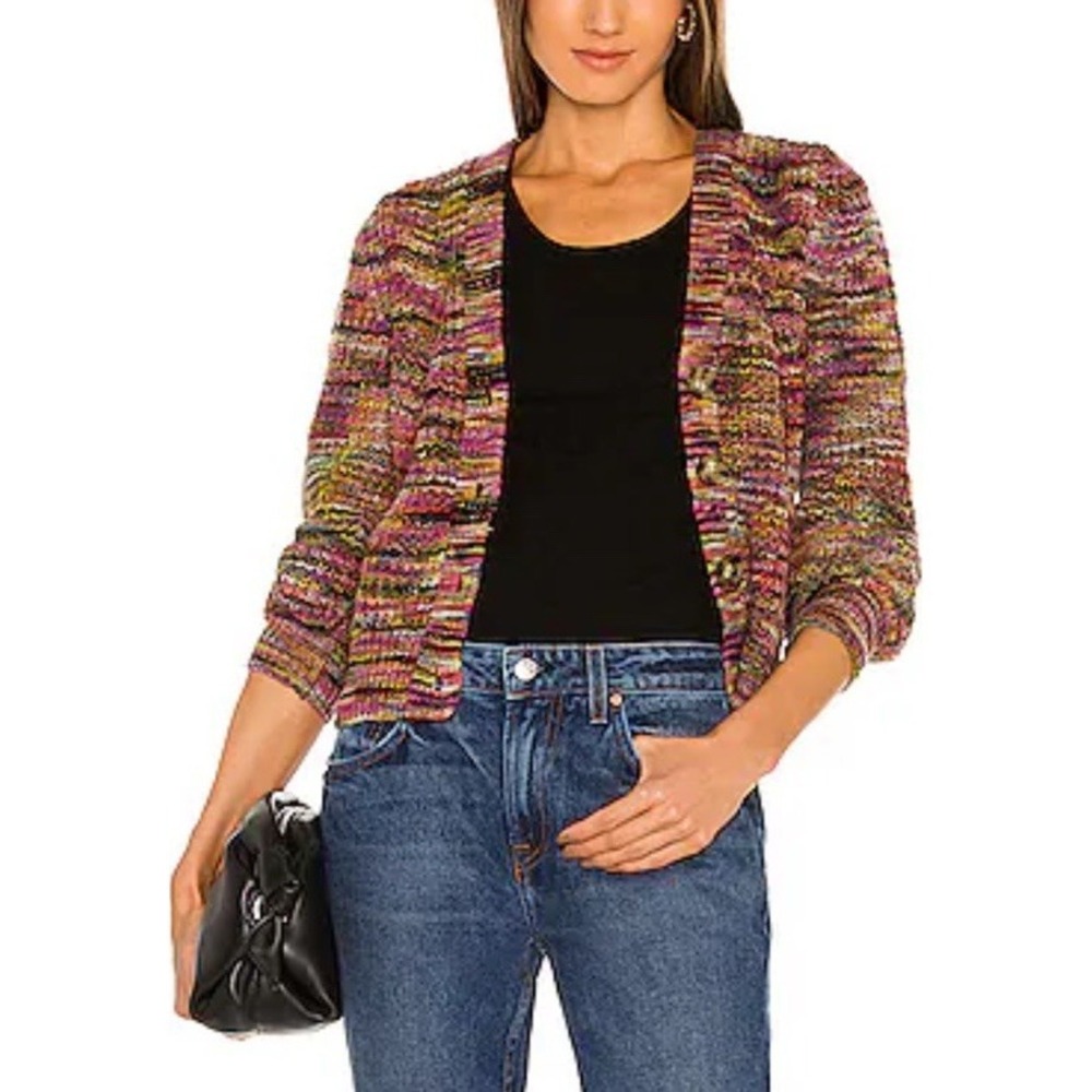 VERONICA BEARD Space Dye Multi-Color Dorla Wool Cardigan Sweater Sz S